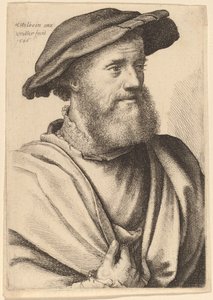 Oikealta näyttävä partainen mies Hans Holbein, 1646. tekijältä Wenceslaus Hollar