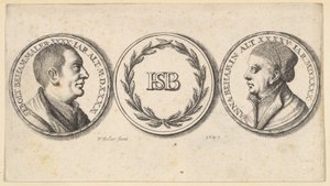 Medaljonit Sebald Behamin ja Anna Behamin muotokuvilla, 1647. tekijältä Wenceslaus Hollar