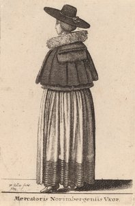 Nürnbergin kauppiaan vaimo, 1643. tekijältä Wenceslaus Hollar