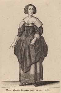 Pariisin kauppiaan vaimo, 1643. tekijältä Wenceslaus Hollar