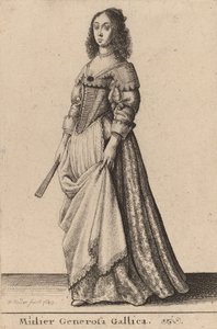Antelias ranskalainen nainen, 1643. tekijältä Wenceslaus Hollar