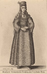 Antelias kreikkalainen nainen Peran kaupungissa, 1644. tekijältä Wenceslaus Hollar