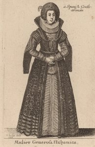 Espanjalainen antelias nainen, 1644. tekijältä Wenceslaus Hollar