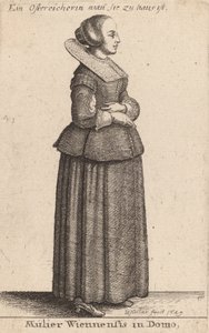 Wienin nainen kotona, 1649. tekijältä Wenceslaus Hollar
