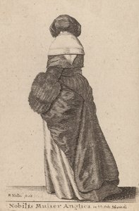 Jalo englantilainen nainen talvipukussa, 1643. tekijältä Wenceslaus Hollar