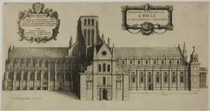 Vanha Saint Paulin katedraali pohjoisesta tekijältä Wenceslaus Hollar