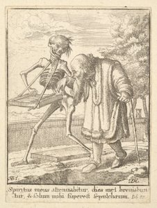 Vanha mies, Kuolemantanssista, 1651. tekijältä Wenceslaus Hollar