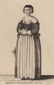 Työläisen vaimo Pariisissa, 1643. tekijältä Wenceslaus Hollar