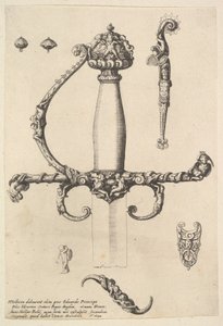 Koristeellinen miekan kädensija, 1642. tekijältä Wenceslaus Hollar