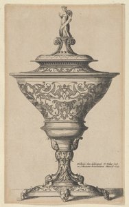 Koristeellinen pikari naamioiden jaloissa, 1645, 1645. tekijältä Wenceslaus Hollar