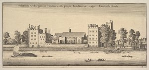 Canterburyn arkkipiispan palatsi lähellä Lontoon Lambeth Housea Lambeth House: P..., 1647 tekijältä Wenceslaus Hollar