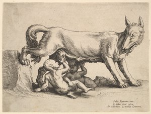Romulus ja Remus, 1652. tekijältä Wenceslaus Hollar