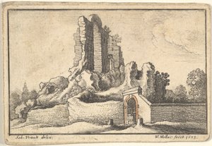 Rauniot ja aidattu portti Esquiline-kukkulalla Roomassa, 1673. tekijältä Wenceslaus Hollar