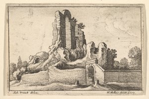 Rauniot ja aidattu portti Esquiline-kukkulalla Roomassa, 1673. tekijältä Wenceslaus Hollar