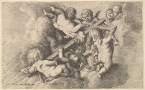 Seitsemän puttia kantamassa ristiä, 1646. tekijältä Wenceslaus Hollar