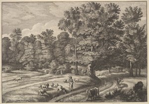 Paimenet metsässä, 1648-50. tekijältä Wenceslaus Hollar