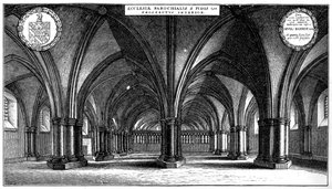 St Faiths -kirkko vanhan St Paulin katedraalin kryptassa Lontoossa, 1657 1892. tekijältä Wenceslaus Hollar