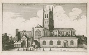 St Mary Overies, Southwark, Lontoo; piirros vuodelta 1647 tekijältä Wenceslaus Hollar