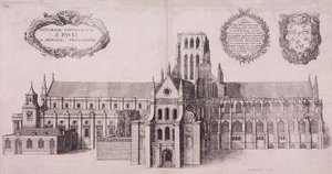 Pyhän Paavalin katedraali, Lontoo, 1656 tekijältä Wenceslaus Hollar