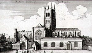 Pyhän Vapahtajan ja St. Mary Overien katedraalikirkko, Southwark tekijältä Wenceslaus Hollar