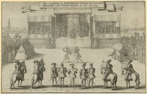 Smithfieldin taistelu käy saman John de Astleyn ja Sir Philip Boylen välillä tekijältä Wenceslaus Hollar