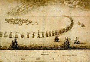 Englannin laivasto käynnissä ennen Vly tekijältä Wenceslaus Hollar