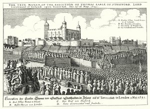 Thomas Wentworthin, Straffordin ensimmäisen jaarlin teloitus, 1641 tekijältä Wenceslaus Hollar