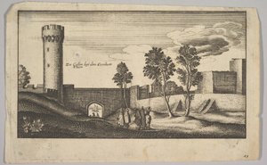 Kölnin lähellä sijaitseva Kunibert-torni kopio, 1625-77. tekijältä Wenceslaus Hollar