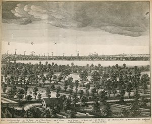 Lontoon ja Westminsterin näkymä Lambethistä katsottuna tekijältä Wenceslaus Hollar