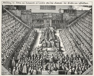 Straffordin oikeudenkäynti, 22. maaliskuuta 1641 tekijältä Wenceslaus Hollar