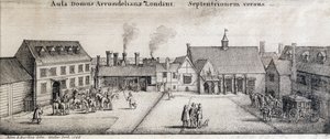 Näkymä Arundel Housesta, Strand, Lontoo, kaiverrus Adam Bierling, 1646 tekijältä Wenceslaus Hollar
