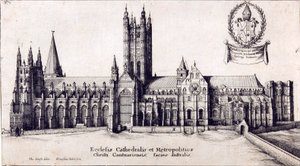 Näkymä Canterburyn katedraalille etelästä, n. 1638-66 tekijältä Wenceslaus Hollar