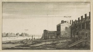 Näkymä Lambethin palatsille Whitehall Stairsin joelta tekijältä Wenceslaus Hollar