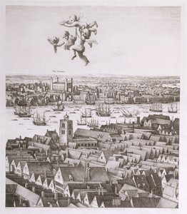Näkymä Lontooseen, julkaistu 1647 (faksikopio) (yksityiskohta) tekijältä Wenceslaus Hollar