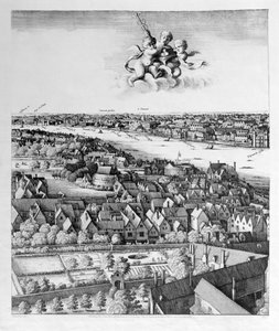 Näkymä Lontoosta, julkaistu 1647 (faksimilekopio) (yksityiskohta) tekijältä Wenceslaus Hollar