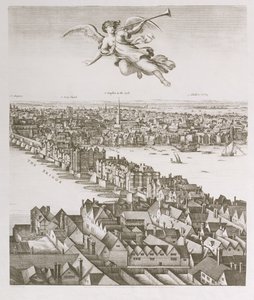 Näkymä Lontoosta, julkaistu 1647 (faksimilekopio) (yksityiskohta) tekijältä Wenceslaus Hollar