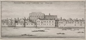 Näkymät Lontooseen: Whitehall joelta. tekijältä Wenceslaus Hollar