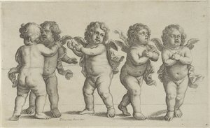 Viisi kerubia Paedopaegnion (sarjan nimi) tekijältä Wenceslaus Hollar