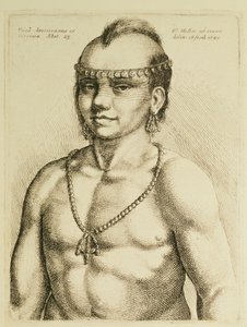 Virginian intiaani elokuvasta "Hollarin ulkomaiset muotokuvat" tekijältä Wenceslaus Hollar