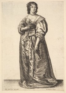 Täyspitkä nainen Anthony van Dyckin mukaan, 1625-77. tekijältä Wenceslaus Hollar