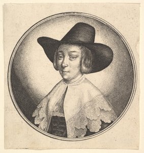 Nainen leveälierisellä hatulla, 1642. tekijältä Wenceslaus Hollar