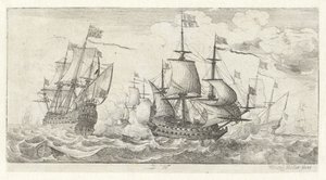meritaistelu Merimaisemat (sarjan nimi) tekijältä Wenceslaus Hollar