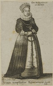 Zürichin nainen hääpuvussa tekijältä Wenceslaus Hollar