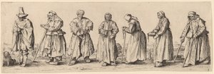 Miehet ja naiset kerjäläiset tekijältä Wenceslaus Hollar after Jacques Callot