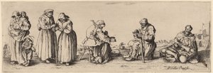 Kuusi miestä ja naista kerjäläistä tekijältä Wenceslaus Hollar after Jacques Callot