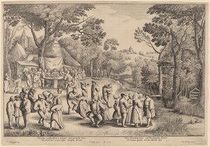Maalaismainen häätanssi tekijältä Wenceslaus Hollar after Jan Brueghel the Elder
