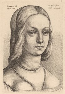 Oikealta katsovan naisen johtaja tekijältä Wenceslaus Hollar after Lorenzo di Credi