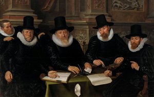 Neljä Regenttiä ja Amsterdamin spitaalisten turvapaikan "kotiisä", 1624 tekijältä Werner Jacobsz van den Valckert