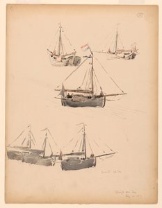Piirustus, hollantilaiset proomut, 20. elokuuta 1887. tekijältä Whitney Warren Jr.