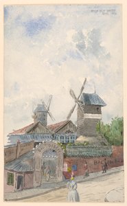 Piirros, Moulin de la Galette, Pariisi, huhtikuu 1887. tekijältä Whitney Warren Jr.